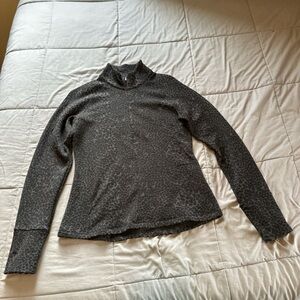 Lucy Quarter Zip Pullover Jacket Top in black and gray leopard print